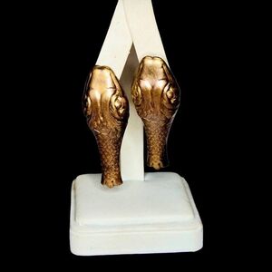 Vintage Sculptural Serpent Head Statement Earrings